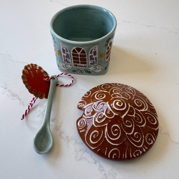 Ginger Ceramic Stoneware Sugar Bowl 3pc SET by Anthropologie NWT - Picture 10 of 10